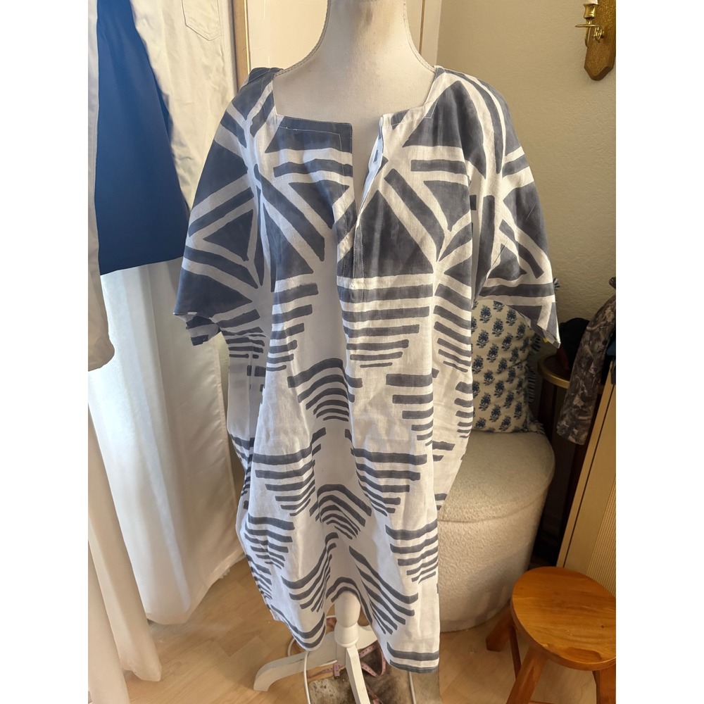 EMERSON FRY NEW Rise Caftan In Flint Pyramids RISE Organic Linen OS - Picture 2 of 9